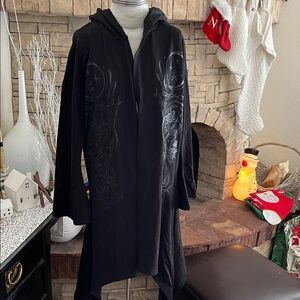 Killstar Goth Oversized Hooded Cardigan Kerchief Hem